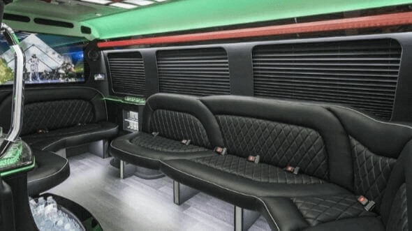 Interior of Charter Bus Company San Diego's 14 Passenger Sprinter Limousine in San Diego