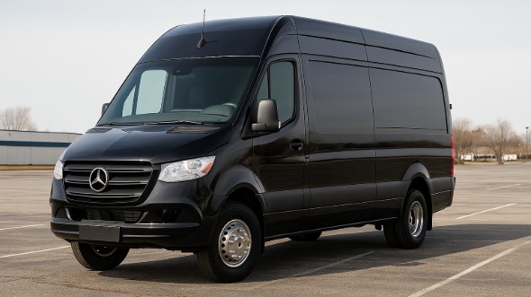 Exterior of Charter Bus Company San Diego's 14 Passenger Sprinter Limousine in San Diego