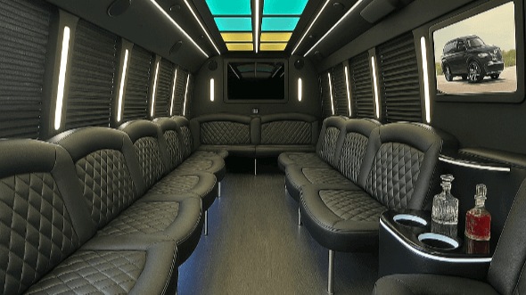 Interior of Charter Bus Company Encinitas's 20 Passenger Party Bus in Encinitas