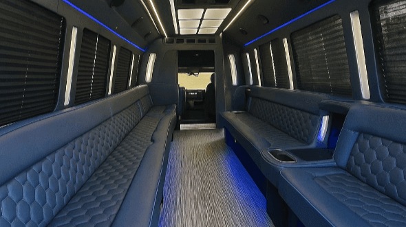 Interior of Charter Bus Company Santee's 20 Passenger Party Bus in Santee