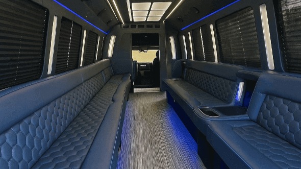Interior of Charter Bus Company Encinitas's 28 Passenger Party Bus in Encinitas