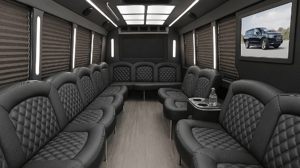 Interior of Charter Bus Company Vista's 30 Passenger Party Bus in Vista