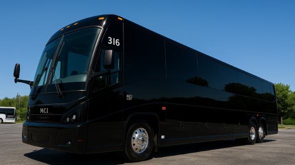 Exterior of Charter Bus Company La Mesa's 50 Passenger Party Bus in La Mesa