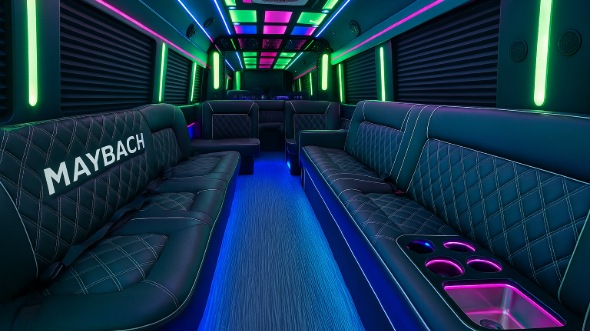 escondido 28 passenger party bus interior